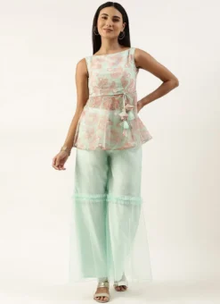 Teen Girls Multicolored Organza Sharara Set Party Wear -Mahra Clothing Shop Multicolored Organza Gharara Set IWBS02210924 u 1