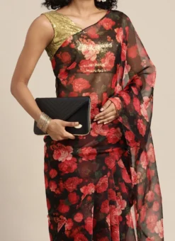 Multicolored Organza Saree Festive Wear