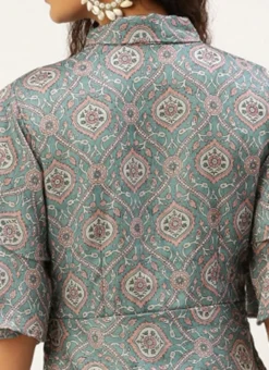 Multicolored Printed Modal Satin Pleated Dress After Six Wear -Mahra Clothing Shop Multicolored Printed Modal Satin Pleated Dress DRBS02212632 rrc2