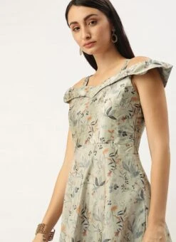 Multicolored Printed Off Shoulder Style Dress Festive Wear -Mahra Clothing Shop Multicolored Printed Off Shoulder Style Dress DRBS02109751 rrc1