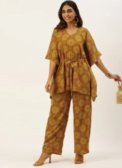 Teen Girls Multicolored Printed Viscose Kaftan Set Festive Wear -Mahra Clothing Shop Multicolored Printed Viscose Kaftan Set IWBS02207357 u