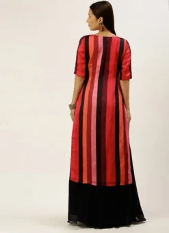 Multicolored Satin N Black Kurta Skirt Set After Six Wear 7 Multicolored Satin N Black Kurta Skirt Set After Six Wear -Mahra Clothing Shop Multicolored Satin N Black Kurta Skirt Set KSBS02104302 b