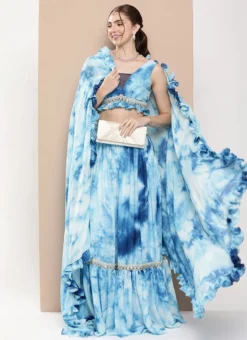 Teen Girls Multicolored Tie Dye Chinon Lehenga Set Festive Wear -Mahra Clothing Shop Multicolored Tie Dye Chinon Lehenga Set GHBS02301026 u