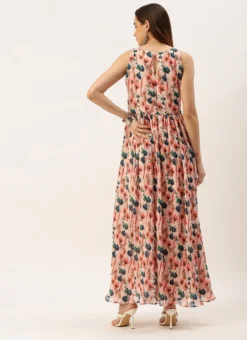 Multicoloured Georgette Pleated Dress After Six Wear Party Wear -Mahra Clothing Shop Multicoloured Georgette Pleated Dress DRBS02211036 b