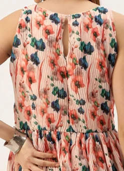 Multicoloured Georgette Pleated Dress After Six Wear Party Wear -Mahra Clothing Shop Multicoloured Georgette Pleated Dress DRBS02211036 rrc2