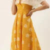 Mustard Art Silk Ruffled Dress Festive Wear