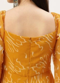 Mustard Digital Print Georgette Maxi Dress After Six Wear -Mahra Clothing Shop Mustard Digital Print Georgette Maxi Dress DRBS02301953 rrc2