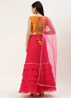 Teen Girls Mustard N Pink Layered Lehenga Set Festive Wear -Mahra Clothing Shop Mustard N Pink Layered Lehenga Set GHBS02211223 b