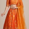 Mustard Silk Jacquard Weaving Work A Line Lehenga Party Wear