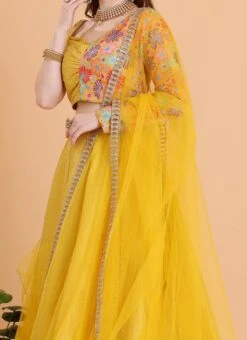 Dupatta From Mustard Yellow Embroidered Ruffles Lehenga After Six Wear