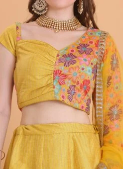 Dupatta From Mustard Yellow Embroidered Ruffles Lehenga After Six Wear -Mahra Clothing Shop Mustard Yellow Embroidered Ruffles Lehenga GHBS02304037 rrc1