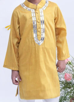 Mustard Yellow Silk Kurta Pyjama