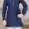 Navy Blue Art Silk Kids Boys Kurta Pyjama Party Wear