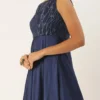 Teen Girls Navy Blue Embroiderd N Taffeta Classic Gown Party Wear
