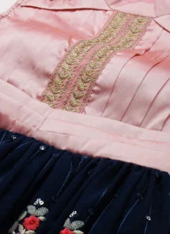 Navy Blue Embroidered Pleated Style Gown Party Wear -Mahra Clothing Shop Navy Blue Embroidered Pleated Style Gown IWBS02209733 rrc3