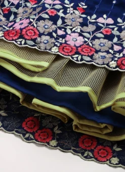 Navy Blue Embroidered Pleated Style Gown Party Wear -Mahra Clothing Shop Navy Blue Embroidered Pleated Style Gown IWBS02209733 rrc4