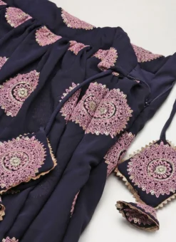 Teen Girls Navy Blue Georgette Embroidered Lehenga Party Wear -Mahra Clothing Shop Navy Blue Georgette Embroidered Lehenga GHBS02210902 rrc2