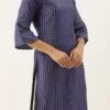 Navy Blue N Beige A Line Kurta Palazzo Set Festive Wear
