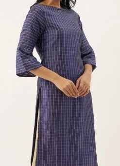 Navy Blue N Beige A Line Kurta Palazzo Set Festive Wear
