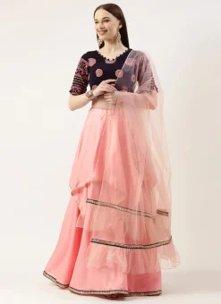 Teen Girls Navy Blue N Pink Embroidered Lehenga Set Party Wear -Mahra Clothing Shop Navy Blue N Pink Embroidered Lehenga Set GHBS02211154 u