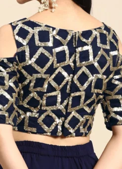 Navy Blue Sequins Net Cold Shoulder Blouse Festive Wear 13 Navy Blue Sequins Net Cold Shoulder Blouse Festive Wear -Mahra Clothing Shop Navy Blue Sequins Net Cold Shoulder Blouse BLBS02303764 rrc2