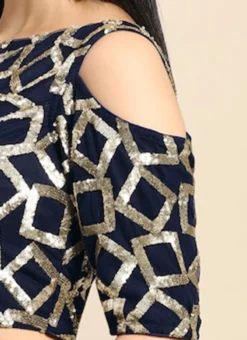 Navy Blue Sequins Net Cold Shoulder Blouse Festive Wear 14 Navy Blue Sequins Net Cold Shoulder Blouse Festive Wear -Mahra Clothing Shop Navy Blue Sequins Net Cold Shoulder Blouse BLBS02303764 rrc3