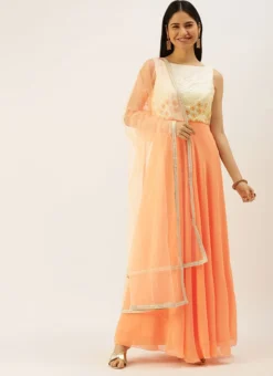 Teen Girls Off White Embroidered Floor Length Anarkali Suit Festive Wear -Mahra Clothing Shop Off White Embroidered Floor Length Anarkali Suit SLBS02205958 u