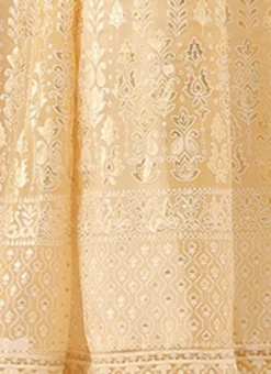 Off White Embroidered Kali Style One Shoulder Gown Party Wear -Mahra Clothing Shop Off White Embroidered Kali Style One Shoulder Gown IWBS02007375 rrc3