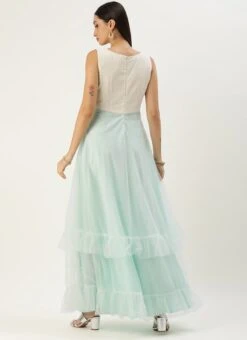 Teen Girls Off White Gota Patti Cotton Gowm Festive Wear -Mahra Clothing Shop Off White Gota Patti Cotton Gowm IWBS02302561 b