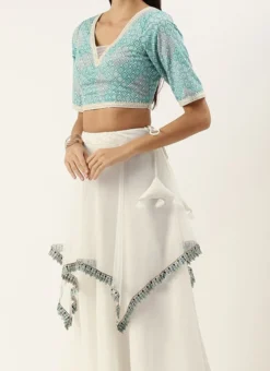 Teen Girls Off White N Multicoloured Lehenga Set Festive Wear