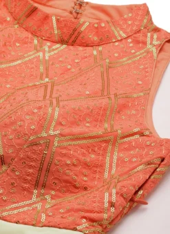 Off White N Peach Georgette Embroidered Gown Festive Wear -Mahra Clothing Shop Off White N Peach Georgette Embroidered Gown IWBS02206269 rrc1