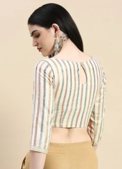 Off White Printed Cotton Blouse Festive Wear -Mahra Clothing Shop Off White Printed Cotton Blouse BLBS02210829 rrc2