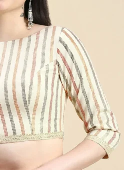 Off White Printed Cotton Blouse Festive Wear -Mahra Clothing Shop Off White Printed Cotton Blouse BLBS02210829 rrc3