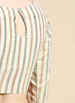 Off White Printed Cotton Blouse Festive Wear -Mahra Clothing Shop Off White Printed Cotton Blouse BLBS02210829 rrc4