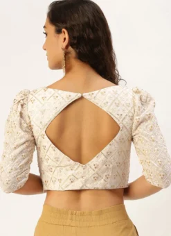 Off White Sequins Embroidery Blouse Festive Wear -Mahra Clothing Shop Off White Sequins Embroidery Blouse BLBS02305206 b