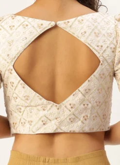 Off White Sequins Embroidery Blouse Festive Wear -Mahra Clothing Shop Off White Sequins Embroidery Blouse BLBS02305206 rrc2