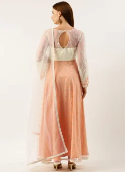 Top From Off White N Peach Embroidered Anarkali Suit After Six Wear -Mahra Clothing Shop Off white N Peach Embroidered Anarkali Suit SLBS02211071 b