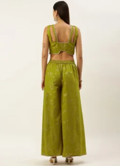 Bottom From Olive Green Rayon Foil Printed Co Ord Set After Six Wear -Mahra Clothing Shop Olive Green Rayon Foil Printed Co ord Set IWBS02211126 b