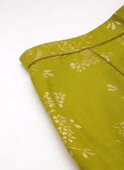 Bottom From Olive Green Rayon Foil Printed Co Ord Set After Six Wear -Mahra Clothing Shop Olive Green Rayon Foil Printed Co ord Set IWBS02211126 rrc2