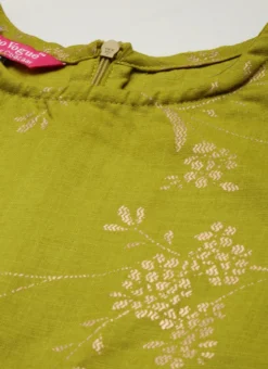 Olive Green Rayon Print Dress After Six Wear -Mahra Clothing Shop Olive Green Rayon Print Dress DRBS02212506 rrc1