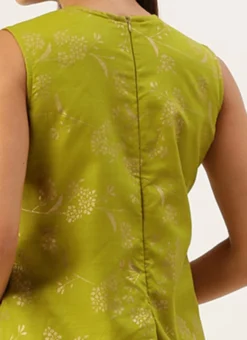 Olive Green Rayon Print Dress After Six Wear -Mahra Clothing Shop Olive Green Rayon Print Dress DRBS02212506 rrc2