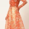 Orange Digital Printed Kurta Set With Pant Festive Wear