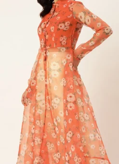 Orange Digital Printed Kurta Set With Pant Festive Wear