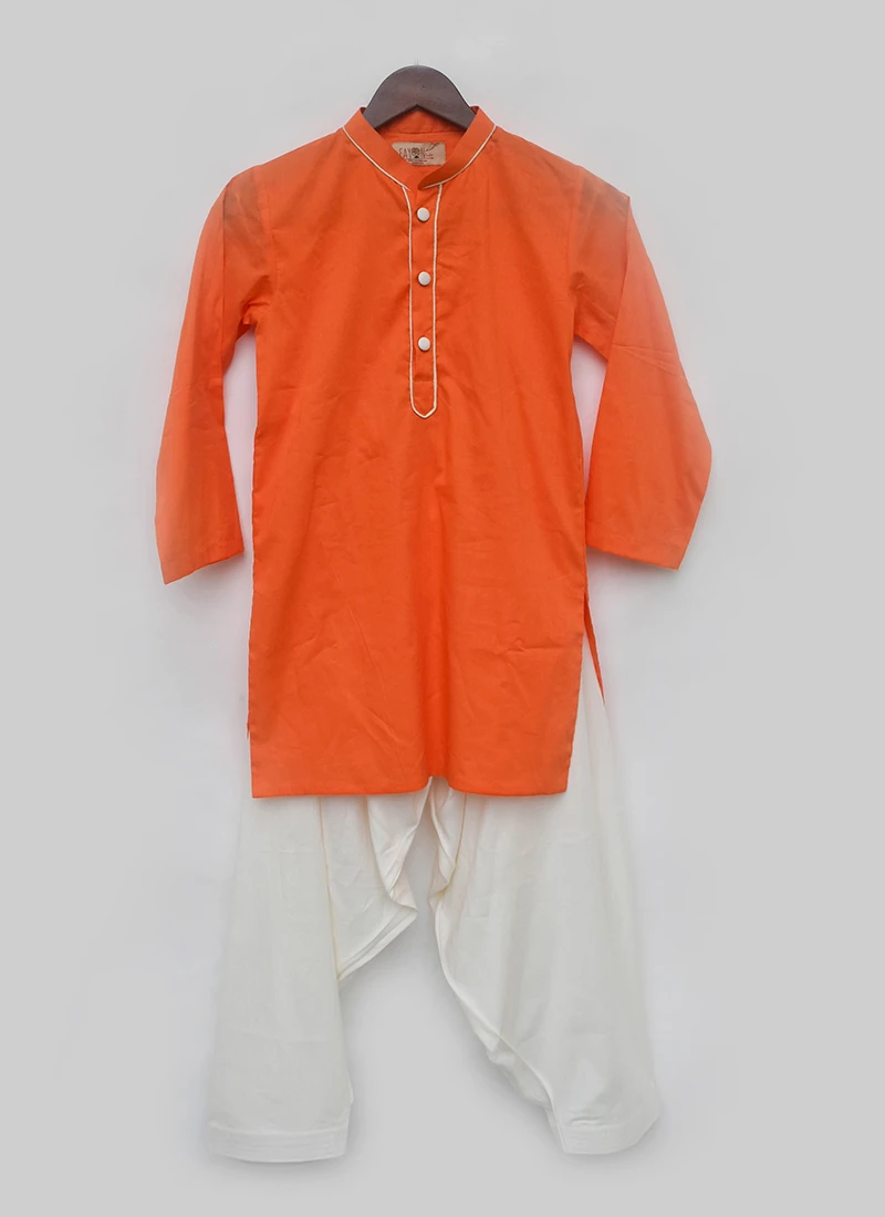 Orange Kurta Pyjama With Salwar Pant 2 Orange Kurta Pyjama With Salwar Pant - Image 2