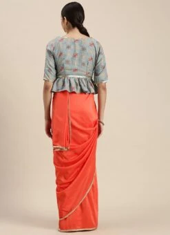 Teen Girls Orange Saree N Blouse With Blue Jacket Festive Wear 7 Teen Girls Orange Saree N Blouse With Blue Jacket Festive Wear -Mahra Clothing Shop Orange Saree N Blouse With Blue Jacket SABS02111087 b 1