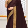 Organza Silk Wine Color Woven Work Saree Festive Wear
