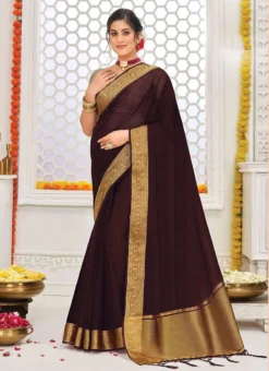 Organza Silk Wine Color Woven Work Saree Festive Wear -Mahra Clothing Shop Organza Silk Wine Color Woven Work Saree SASPL4209 u
