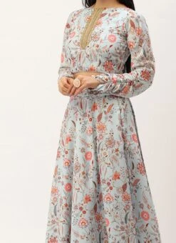 Teen Girls Green Georgette Digital Printed Lehenga Set Festive Wear