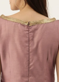 Pale Mauve Satin Boat Neck N Straight Pant Suit Festive Wear -Mahra Clothing Shop Pale Mauve Satin Boat Neck N Straight Pant Suit KSBS02009865 rrc4