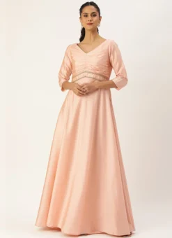 Peach Art Silk Anarkali Gown Festive Wear -Mahra Clothing Shop Peach Art Silk Anarkali Gown IWBS02306370 u